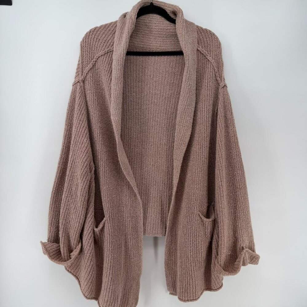 Free People Dusty Rose Open-Front Chunky Knit Cardigan